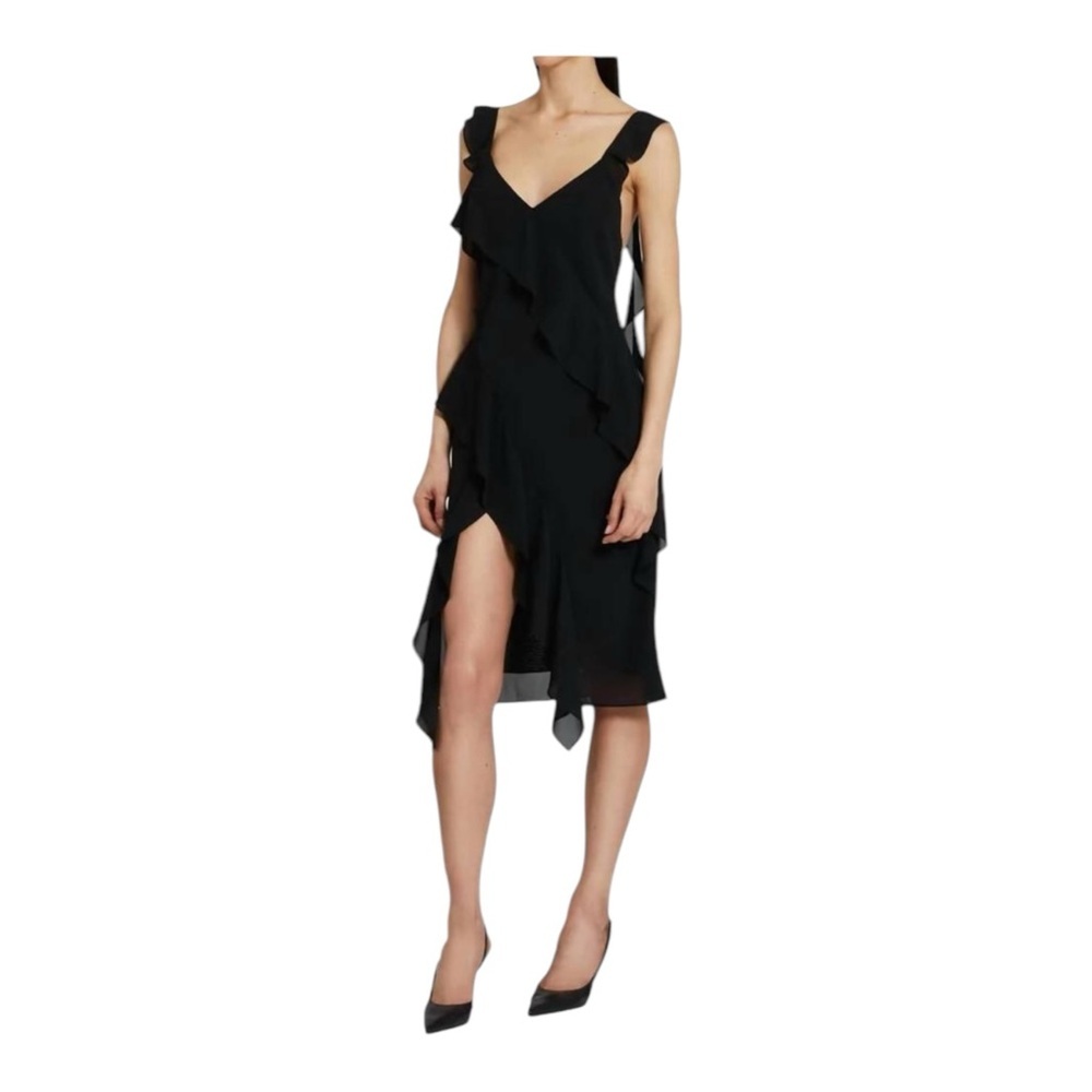 Amanda Uprichard Revolve “Cantara”‎ Midi Black Elegant Black Ruffle Dress Small - Picture 3 of 12
